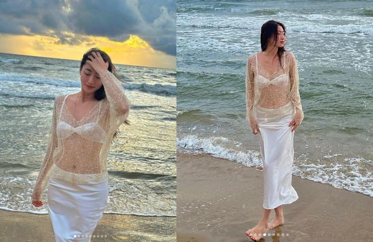 Vợ bầu trăm tỷ của Trấn Thành phối áo tắm nóng bỏng và độc đáo bậc nhất-14