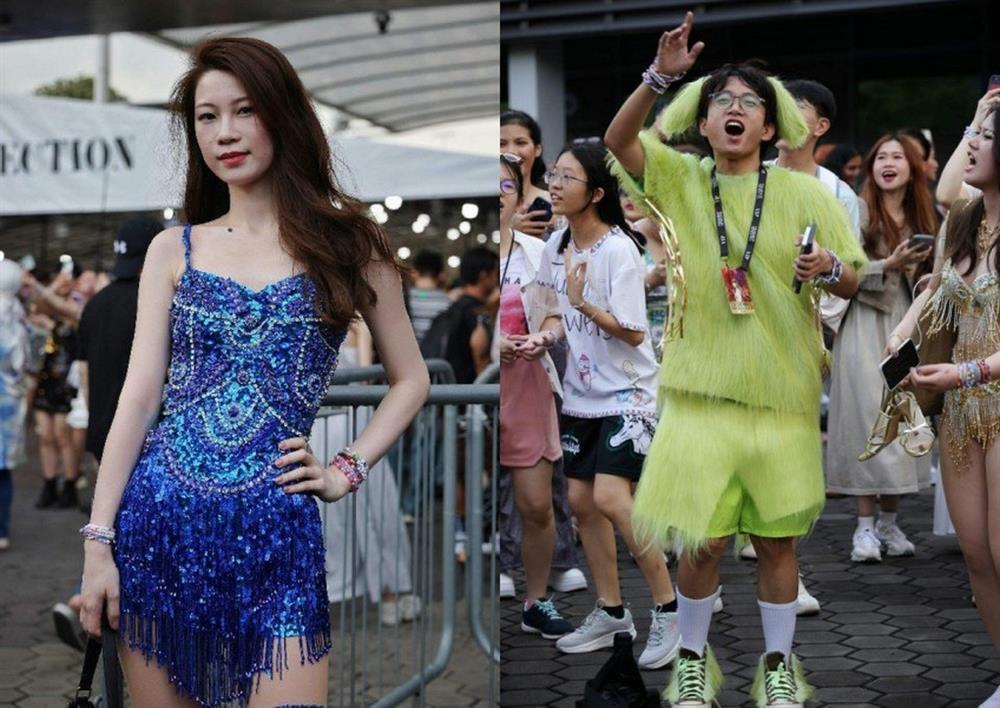 Fan không ngại biến thành chú chó xanh, hóa trang Taylor Swift khi xem show-5