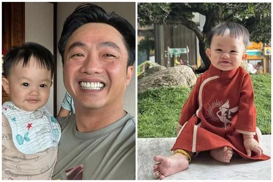 Thiếu gia út nhà Cường Đô la gần 1 tuổi lanh lợi, bụ bẫm đáng yêu, chuẩn bản sao của bố