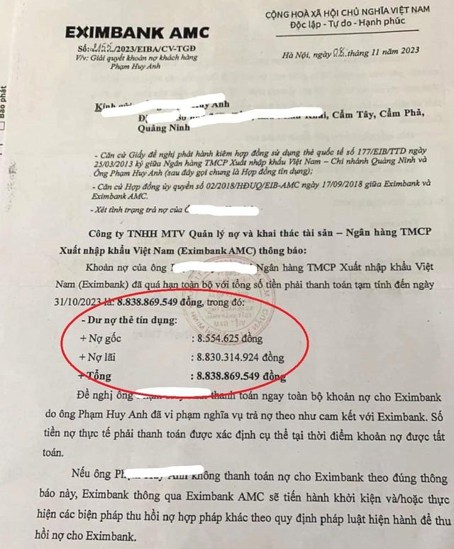 Vụ nợ Eximbank 8,5 triệu thành 8,8 tỷ: Nếu tính đúng, số tiền khách phải trả ngân hàng chưa đến 30 triệu đồng?-1
