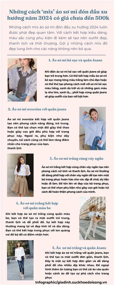 Những cách mix áo sơ mi đón đầu xu hướng năm 2024 mùa hè có giá chưa đến 500k-1