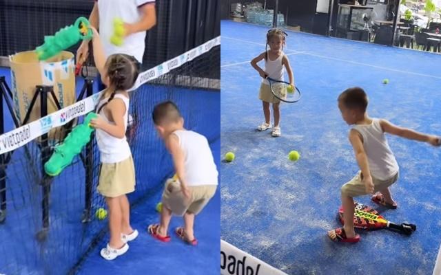 Còn nhỏ tuổi, cặp sinh đôi nhà Hồ Ngọc Hà đã được đầu tư học môn thể thao của giới quý tộc, phản ứng 2 nhóc tỳ gây chú ý-1