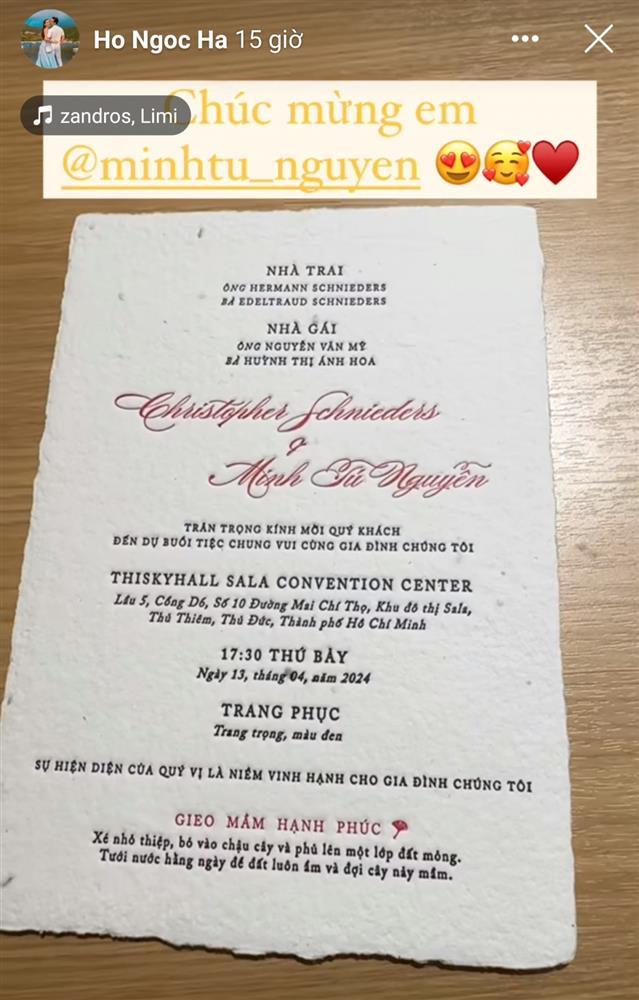 Hé lộ thiệp cưới độc lạ của siêu mẫu Minh Tú và chồng ngoại quốc-2