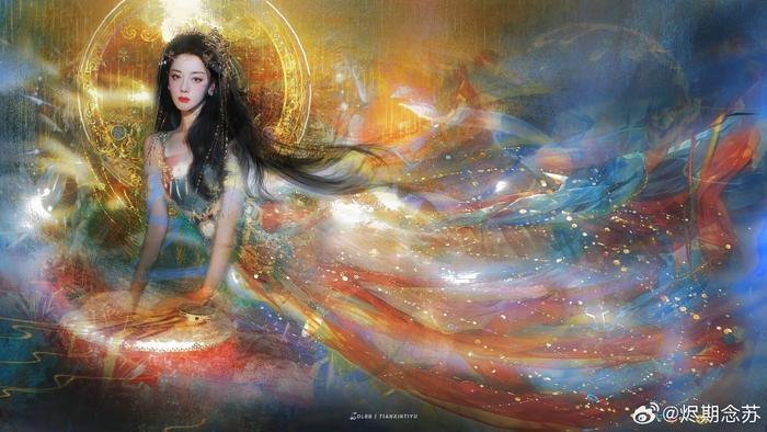 Nhan sắc Địch Lệ Nhiệt Ba gây sốt khi hóa thân thành nữ thần Đôn Hoàng-1