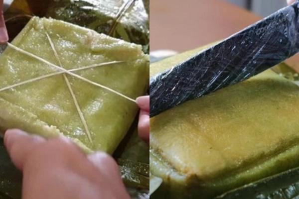 Nên cắt bánh chưng bằng lạt hay bằng dao?-1