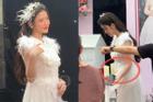 Chu Thanh Huyền để lộ vòng 2 nhô cao trong ngày cưới, liên tục có hành động lấy tay che chắn