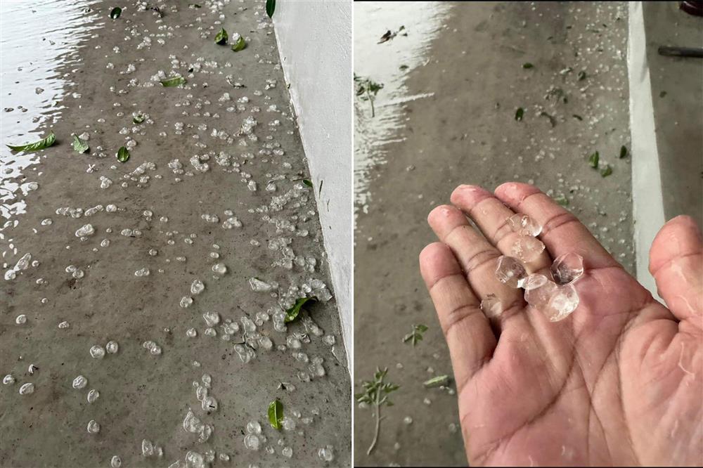 Mưa đá xuất hiện tại Quảng Ninh, cột điện đổ ra đường-3