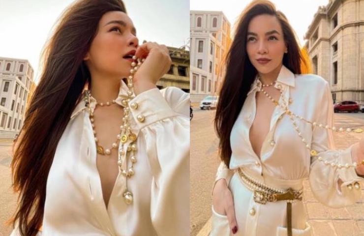 Mốt áo sơ mi buông cúc khoe vòng 1 hot trở lại: Ai mặc đẹp nhất?-11