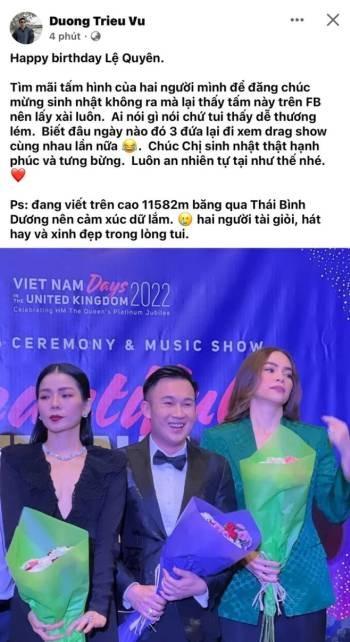 Dương Triệu Vũ đăng ảnh mừng sinh nhật Lệ Quyên nhưng lại có mặt Hồ Ngọc Hà, còn ẩn ý chuyện hàn gắn-1