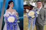 Vợ chồng Quang Hải - Chu Thanh Huyền lại có bó hoa cưới độc lạ gây xôn xao