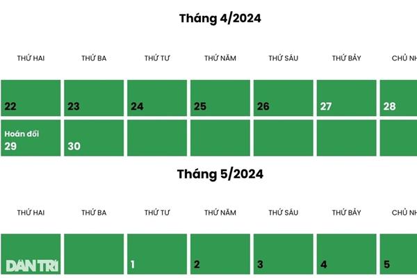 8 cơ quan đã nhất trí nghỉ 5 ngày dịp lễ 30/4-1/5-1