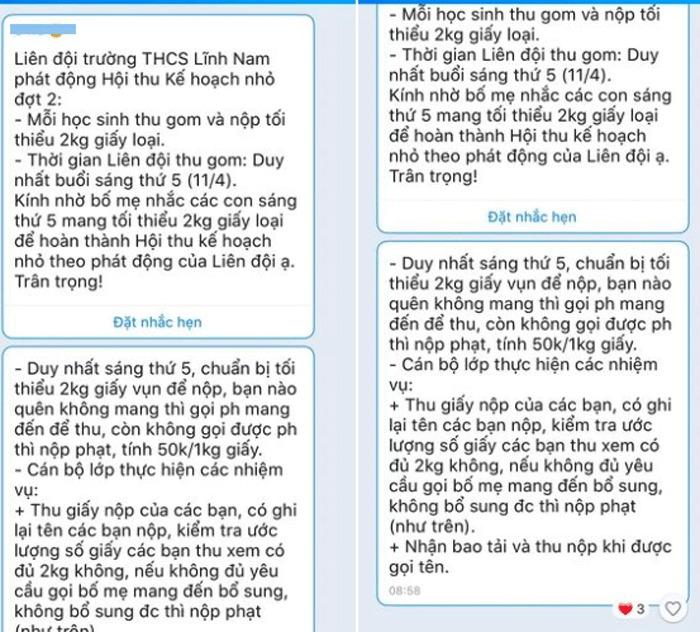 Không có giấy vụn nộp kế hoạch nhỏ, học sinh bị phạt tiền: Trường ở Hà Nội nói gì?-1