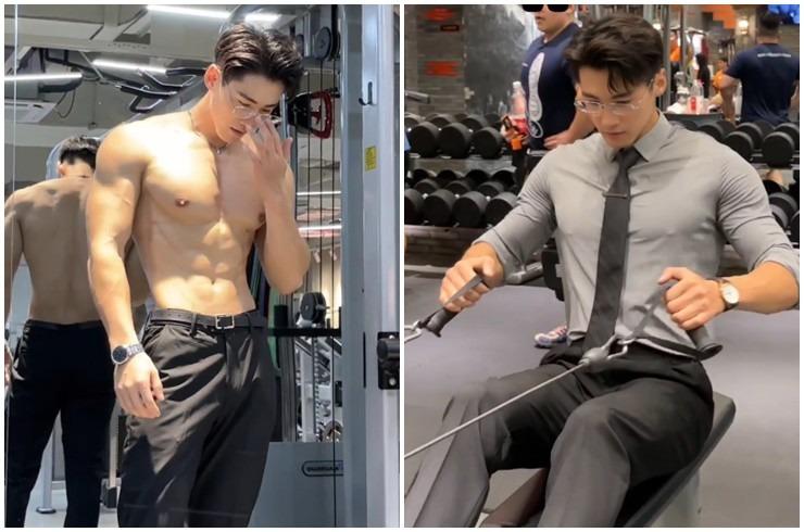 Người đàn ông hot nhất MXH: Mặc áo sơ mi tập gym, như tổng tài xé sách bước ra-1