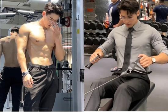 Người đàn ông hot nhất MXH: Mặc áo sơ mi tập gym, như tổng tài 'xé sách' bước ra