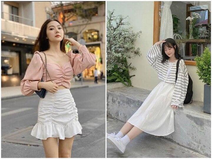 Mách bạn những cách mix đồ với các kiểu chân váy màu trắng tinh tế-3