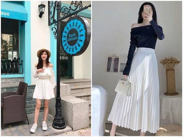 Mách bạn những cách mix đồ với các kiểu chân váy màu trắng tinh tế-5