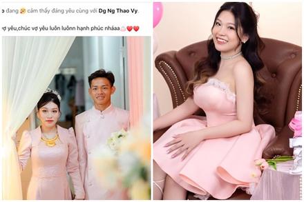 Cô vợ mới cưới xinh đẹp của cầu thủ hot nhất U23 Việt Nam trong trận thắng Kuwait