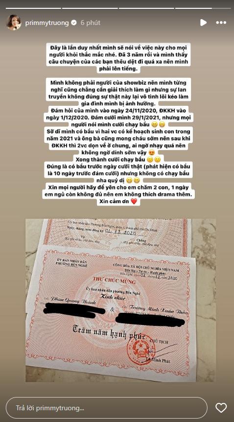 Vợ thiếu gia Phan Thành bất ngờ công khai giấy đăng ký kết hôn, làm rõ tin đồn sai sự thật: Chuyện gì đây?-2