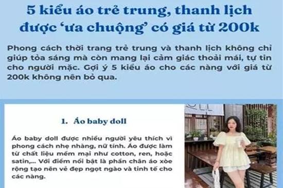5 kiểu áo trẻ trung, thanh lịch được ‘ưa chuộng’ có giá từ 200k