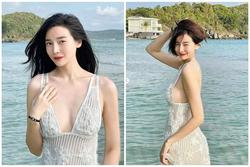 Cao Thái Hà đi biển mặc váy 'lưới đánh cá', khoe làn da trắng nõn nà cuốn hút