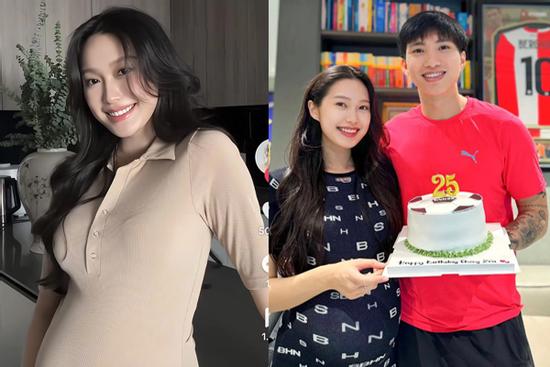 Lộ sắc vóc 'bầu bí' tăng 11 kg của bà xã Đoàn Văn Hậu