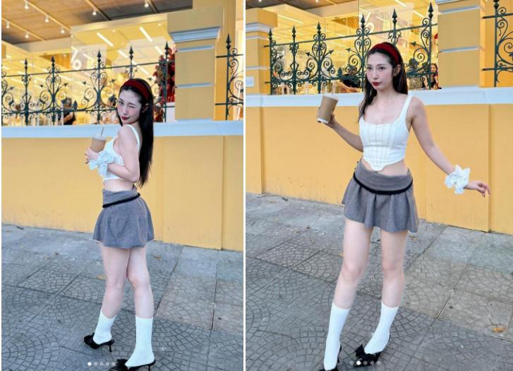 Khổng Tú Quỳnh nhiều lần diện váy ngắn trẻ trung như nữ sinh dù đã U40-1