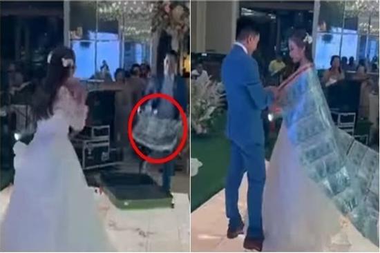 Chú rể 'chơi lớn', chi hơn 400 triệu đồng làm áo choàng cho cô dâu