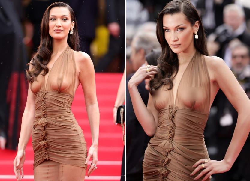 Cannes ngày 7: Chiếc váy trong suốt phần ngực của Bella Hadid gây náo loạn thảm đỏ-1