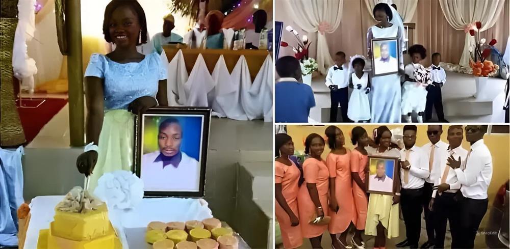 Cô dâu ôm ảnh chú rể trong đám cưới vì lý do đặc biệt-1