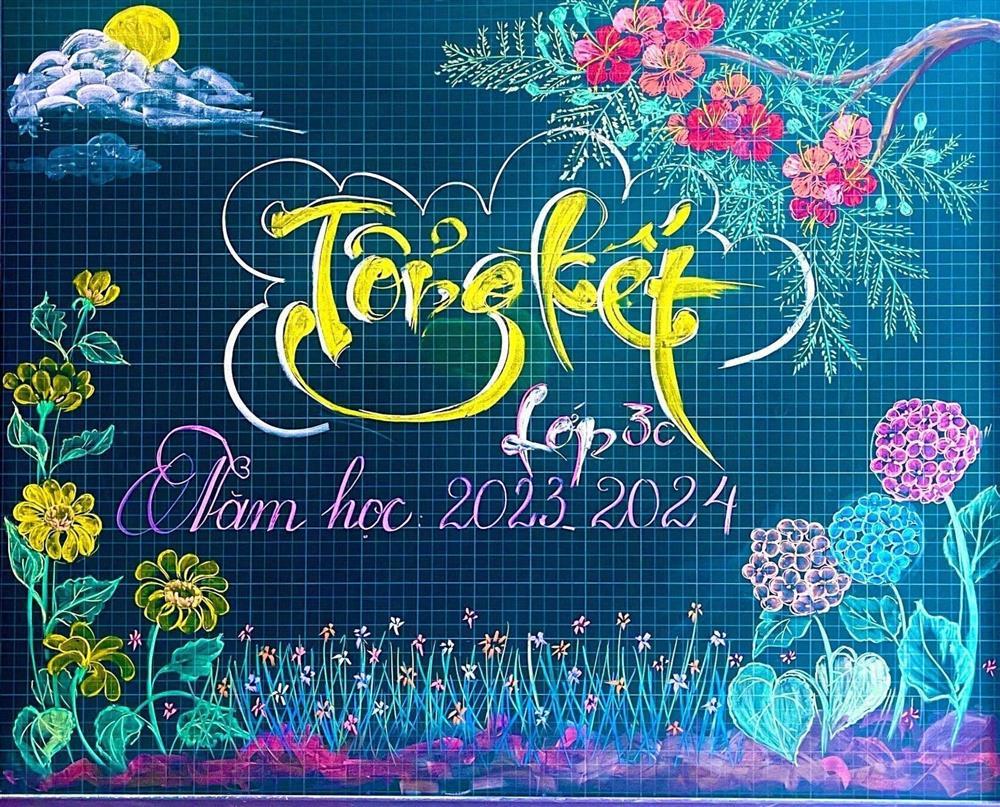 Giáo viên khoe tài trang trí bảng đẹp như tranh vẽ gây bão mạng-7