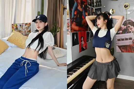 Bà xã Minh Nhựa nhiều lần mặc áo ngắn, croptop khoe vòng eo săn chắc không mỡ thừa