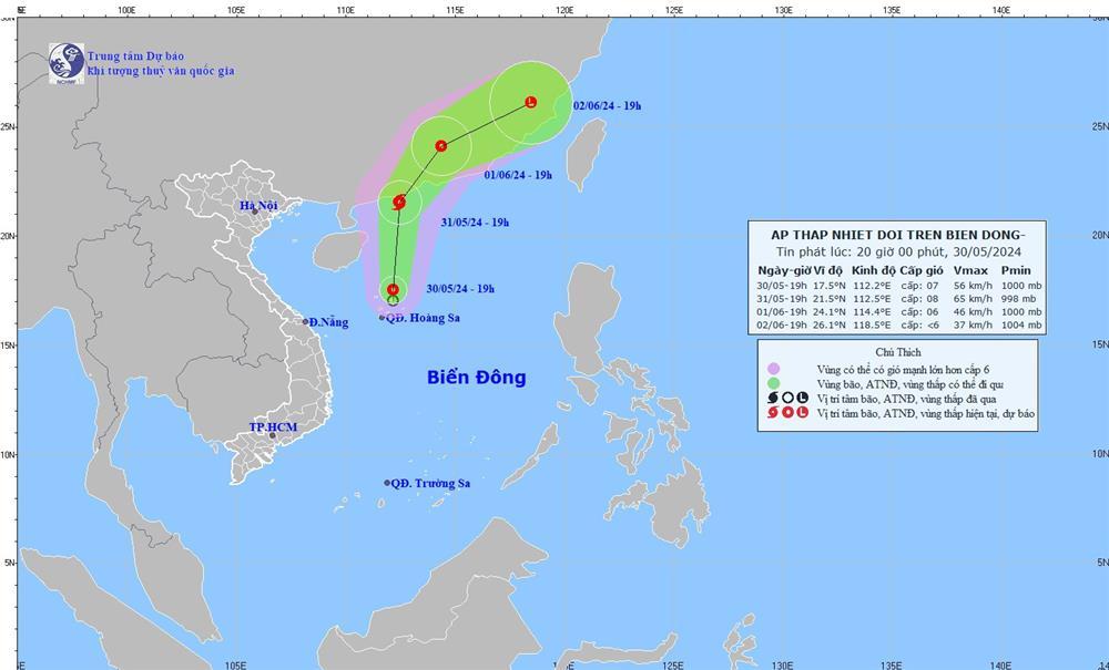 Dự báo thời tiết 31/5/2024: Hà Nội mưa rào gió bắc, Biển Đông có áp thấp nhiệt đới-1
