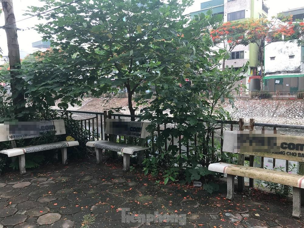 Loạt ghế đá ven sông ở Hà Nội bị sơn tên web cờ bạc-3