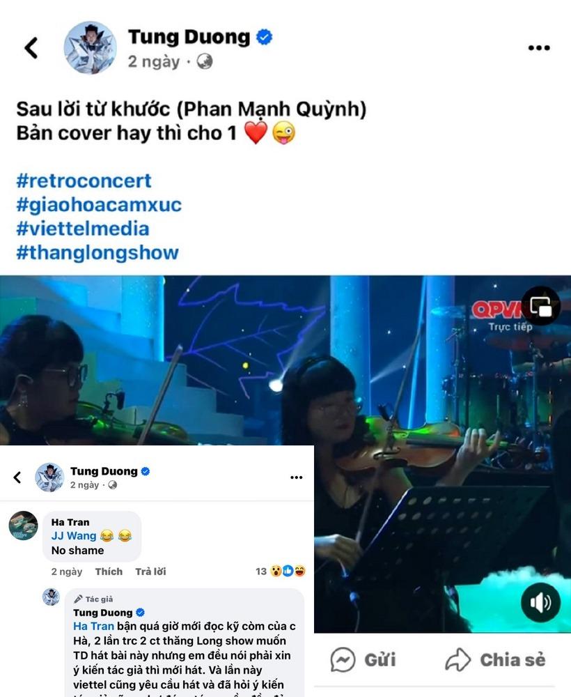 Tùng Dương hát cover, Hà Trần bình luận không biết xấu hổ, nhắc cả Trấn Thành?-1
