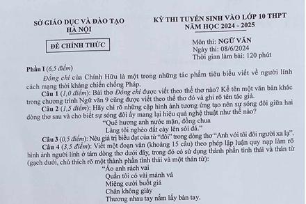 'Đồng chí' vào đề thi lớp 10 môn Ngữ văn của Hà Nội năm 2024