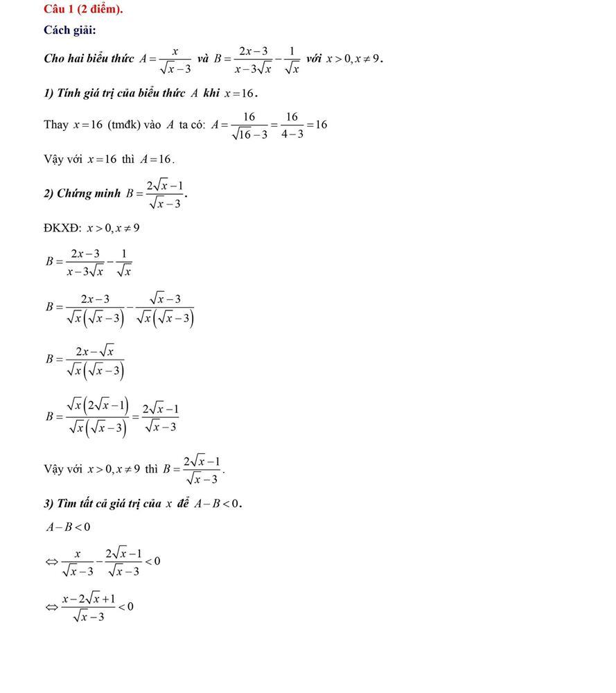 Đáp án gợi ý môn Toán thi vào lớp 10 tại Hà Nội năm 2024-2