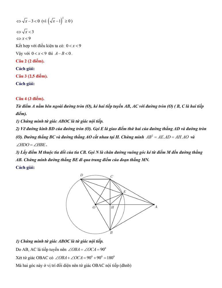 Đáp án gợi ý môn Toán thi vào lớp 10 tại Hà Nội năm 2024-3