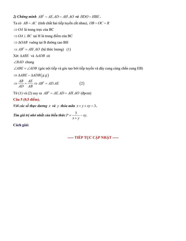 Đáp án gợi ý môn Toán thi vào lớp 10 tại Hà Nội năm 2024-4