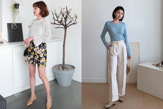 Kiểu trang phục phối cùng giày bệt giúp bạn trông cao hơn
