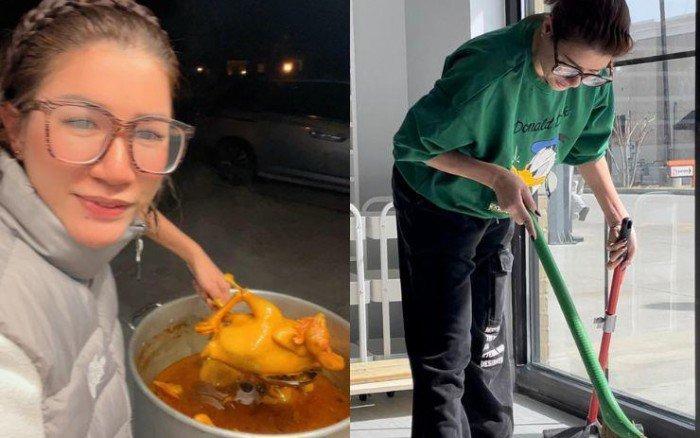 Cựu người mẫu Việt sang Mỹ làm lao công, khoe body cực cháy bên chiếc váy xẻ cao táo bạo để lộ điểm dị dạng bất thường-2