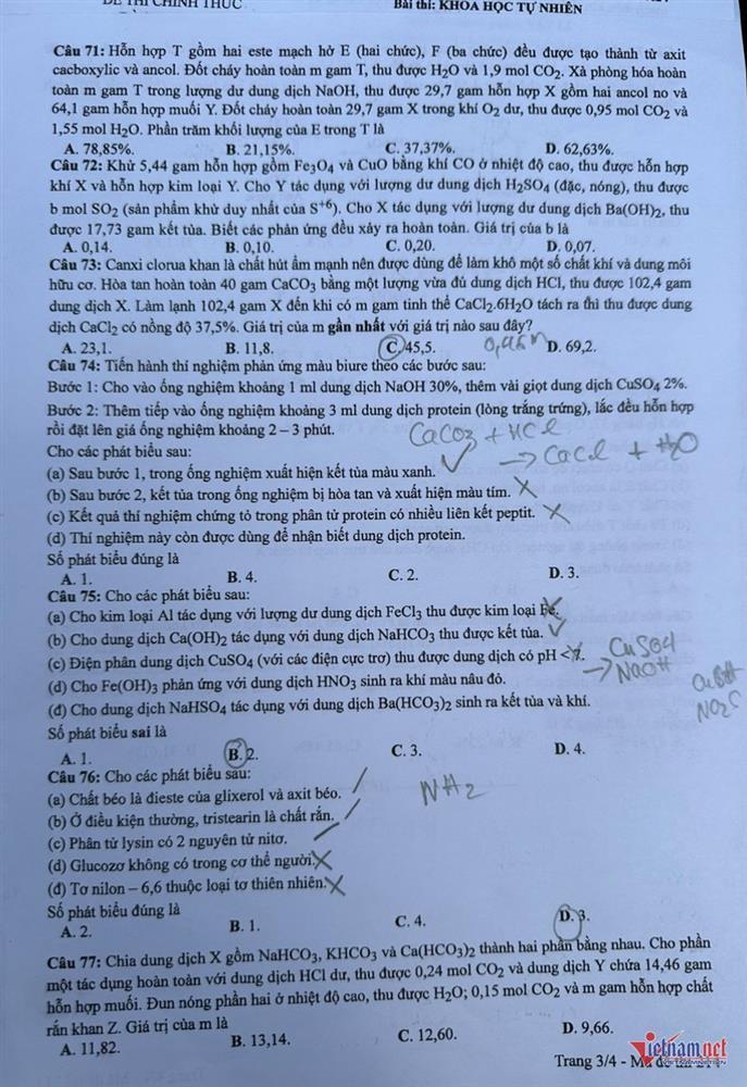 Đề thi môn Hóa học tốt nghiệp THPT năm 2024-3