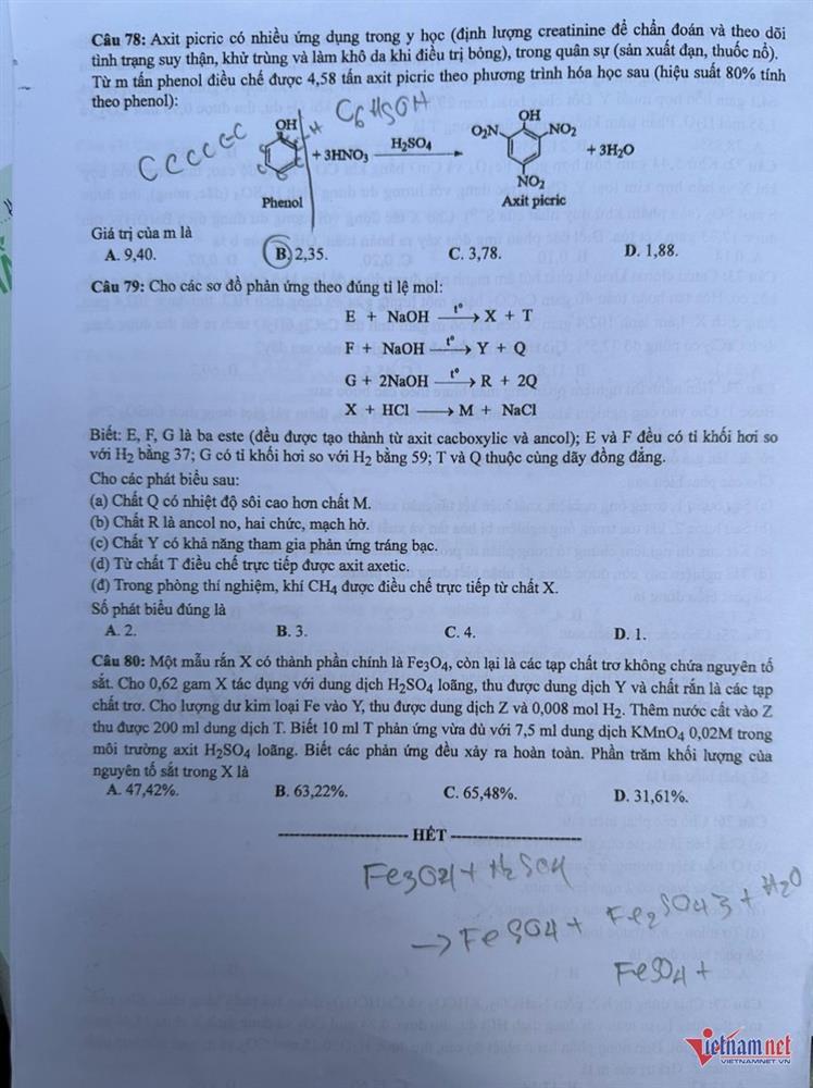 Đề thi môn Hóa học tốt nghiệp THPT năm 2024-4