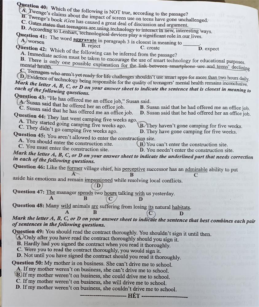 Đề thi môn tiếng Anh tốt nghiệp THPT năm 2024-4