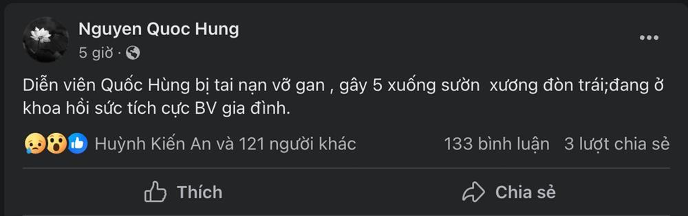 Sao nam phim Hồ Sơ Lửa bị tai nạn giao thông nghiêm trọng: Vỡ gan cấp độ 4, gãy 5 xương sườn, vợ khóc nghẹn, túc trực ở bệnh viện-1