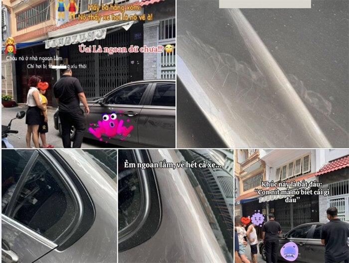 Con lấy gạch vẽ lên ô tô hàng xóm, mẹ gây bức xúc khi nói trẻ con biết gì đâu-1
