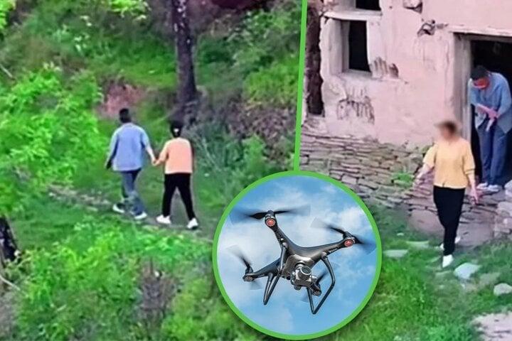 Chồng dùng flycam bắt quả tang vợ ngoại tình với sếp trong ngôi nhà đổ nát-1
