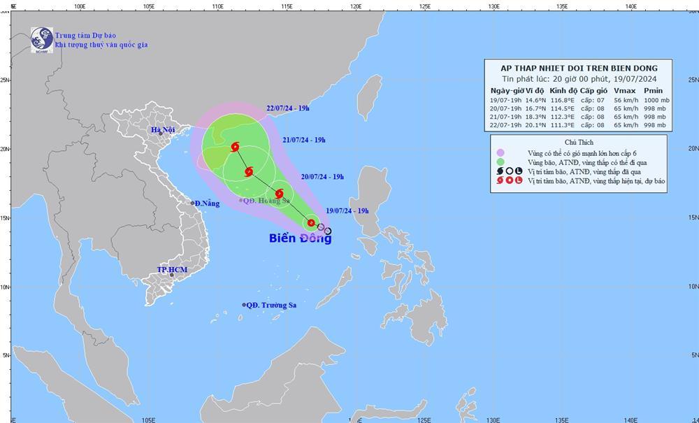 Dự báo thời tiết 20/7/2024: Áp thấp nhiệt đới mạnh lên, cả nước có mưa-1