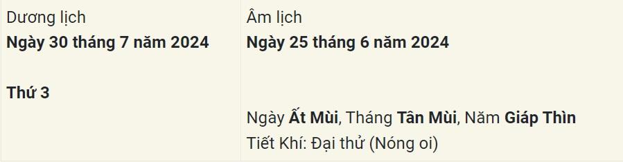 Ngày 30 tháng 7 năm 2024 là ngày tốt hay xấu? Xem ngày âm lịch 30/7/2024-1