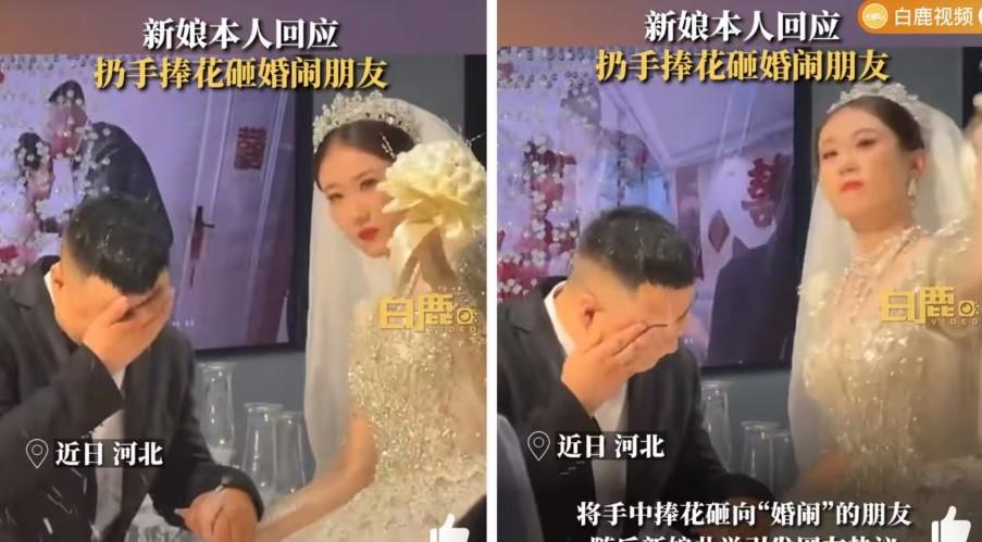 Trêu đùa chú rể quá đà, vị khách nhận ngay trái đắng từ cô dâu-1