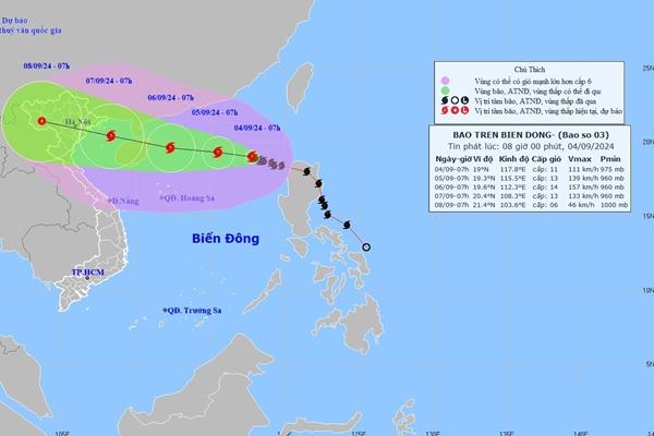 Bão số 3 Yagi lồng lộn ở Bắc Biển Đông, đảo Phú Quý gió giật cấp 8-3